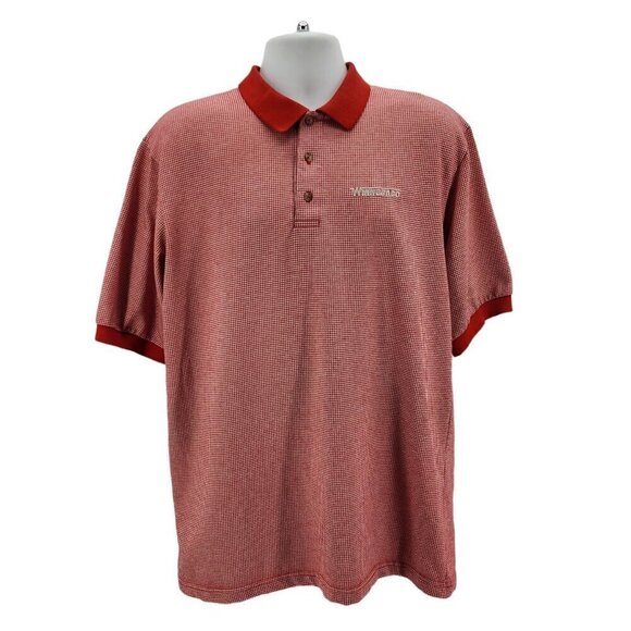 Vintage Sea Palms by Hartwell Winnebago Houndstooth Red Polo Shirt Mens Large - Picture 1 of 7